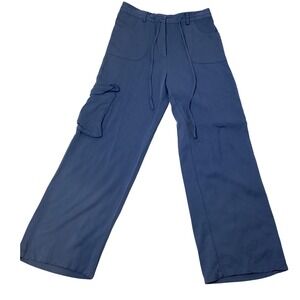 SINCERELY JULES Wide Leg Cargo Pants Blue Casual Drawstring Pockets Women's M